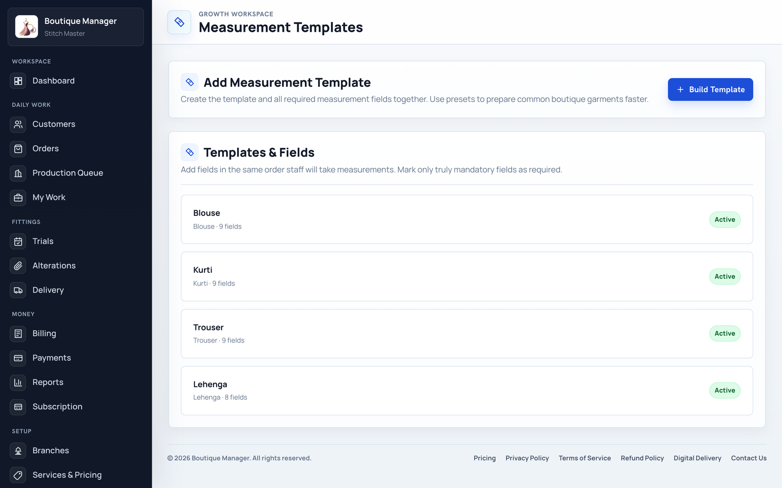 Measurement Templates Library