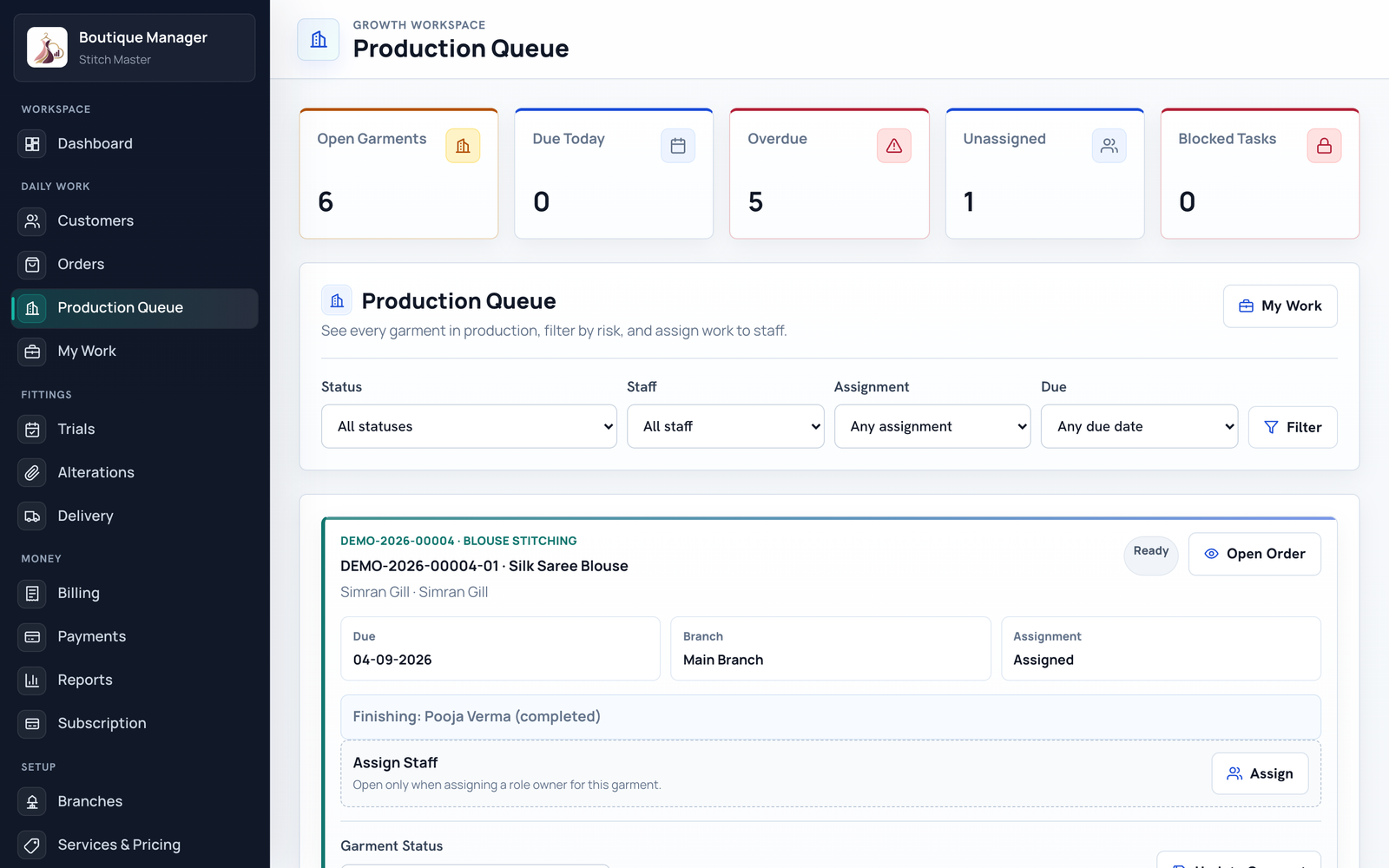 Boutique Manager Live Workshop Production Pipeline